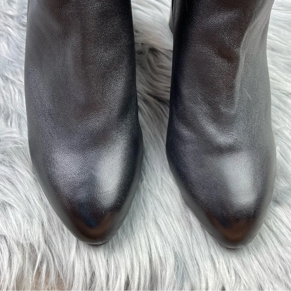 David Tate Alison Black Leather Almond Toe Heeled Booties